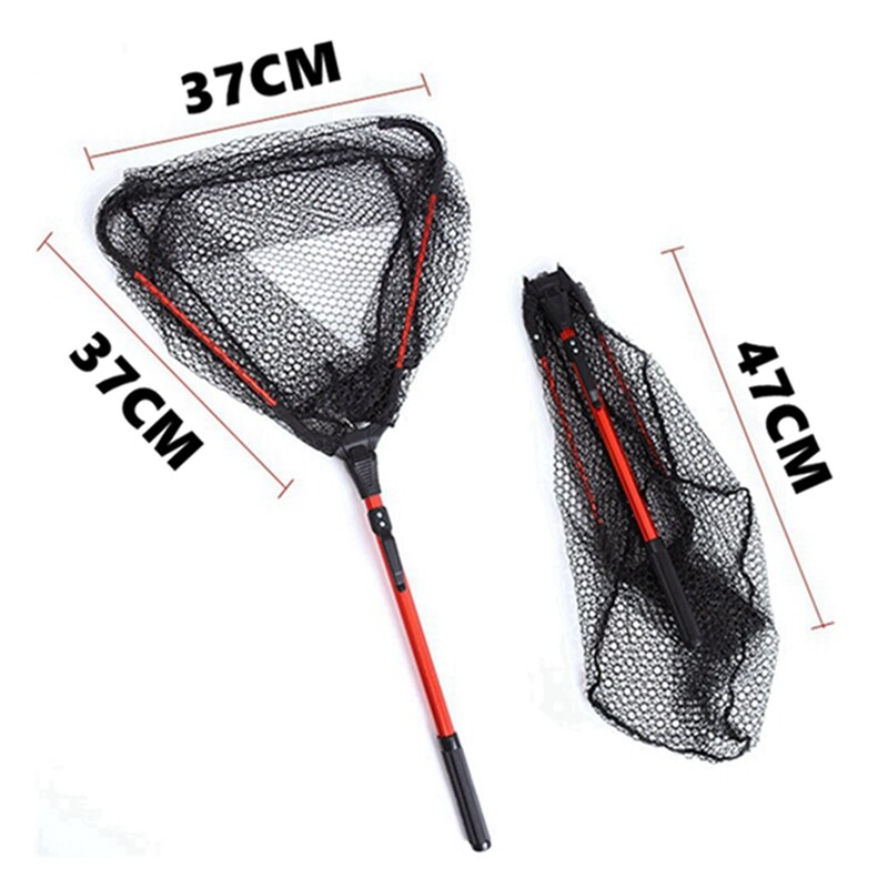 Red de aterrizaje plegable triangular de 80CM, redes de pesca plegables de fundición de aleación de aluminio, Red de mano plegable para herramientas de pesca con mosca