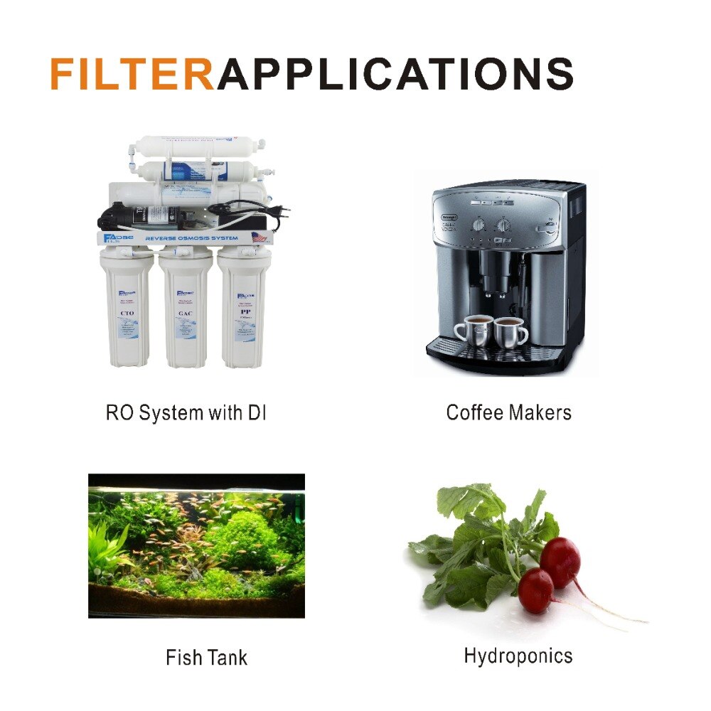 Inline Deionization Water Filter RO Purifier Vervanging DI Gemengde Bed Hars Filters 10 &quot;x 2&quot; Dia. 1/4-Inch Quick Push