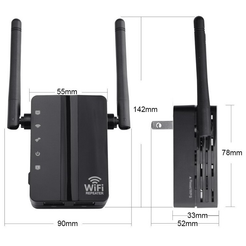 Drahtlose WiFi Repeater Wi-Fi Range Extender 300Mbps Signal Verstärker Booster Repeater Wi-Fi Empfänger: EU plug / Black