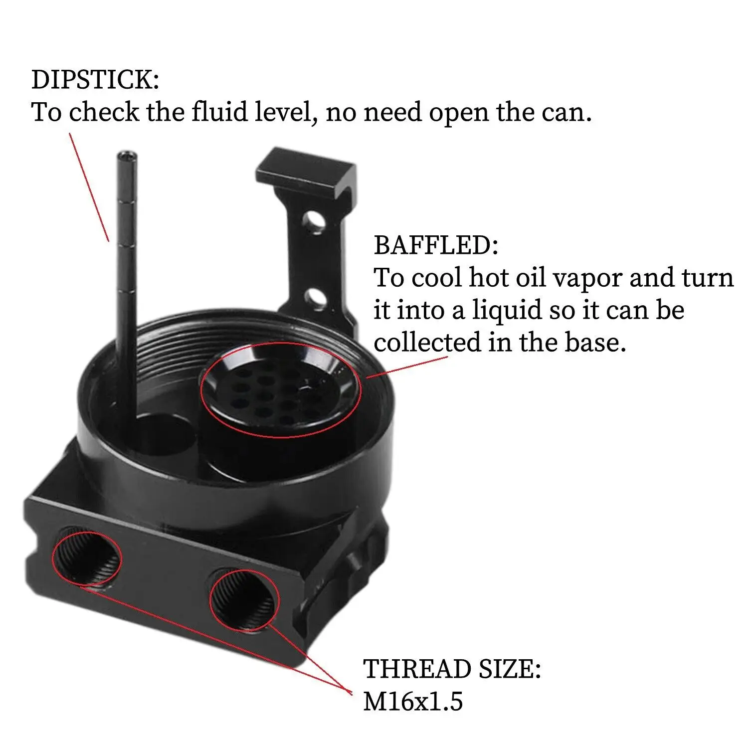 Universal Baffled Aluminum Oil Trap Reservoir Fuel Catch Tank With Air Filter Bracket Reservoir Hose Line