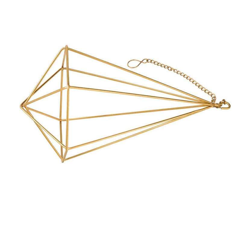 Hanging Air Plant Holder Modern Geometric Planter With Chain Tillandsia Container Himmeli Wall Decor, Gold