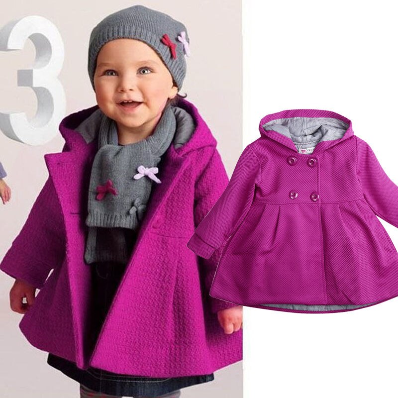 Herfst Winter Baby Kleding Leuke Baby Pea Jas Snowsuit Jacket Mooie Peuter Baby Meisje Warme Wol Blend Hooded Bovenkleding
