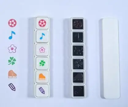 Sellos de almohadilla de tinta de prensa para niños, sellos de recompensa de tinta automática Kawaii, sello para incentivar, manualidades, papelería coreana, suministros de oficina, 6 diseños: Multicolor