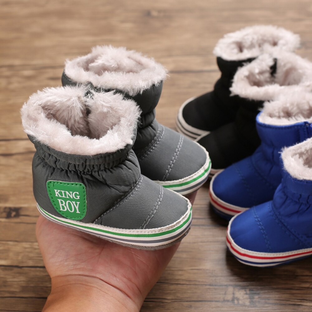 Bobora Winter Baby Laarzen Dikke Warme Schoenen Katoen Gevoerde Suede Gesp Meisjes Laarzen Jongens Snowboots Kids Schoenen