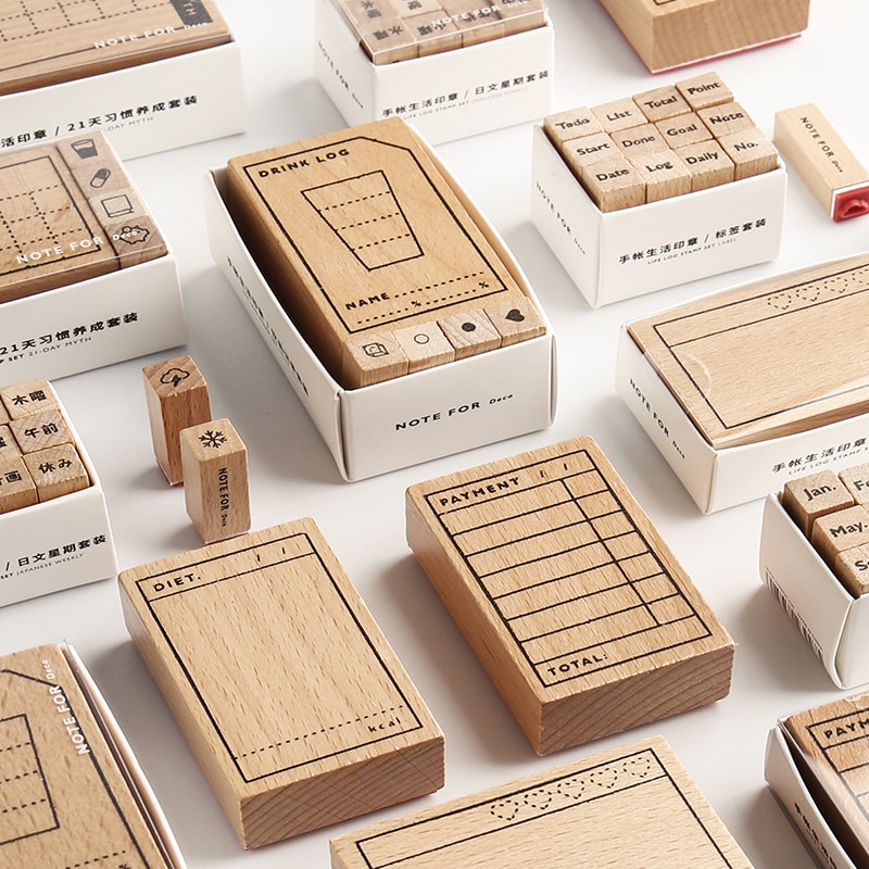 Retro Stamps Month/Week Plan Calendar decoration stamp wooden rubber stamps scrapbooking stationery DIY craft standard Stamp