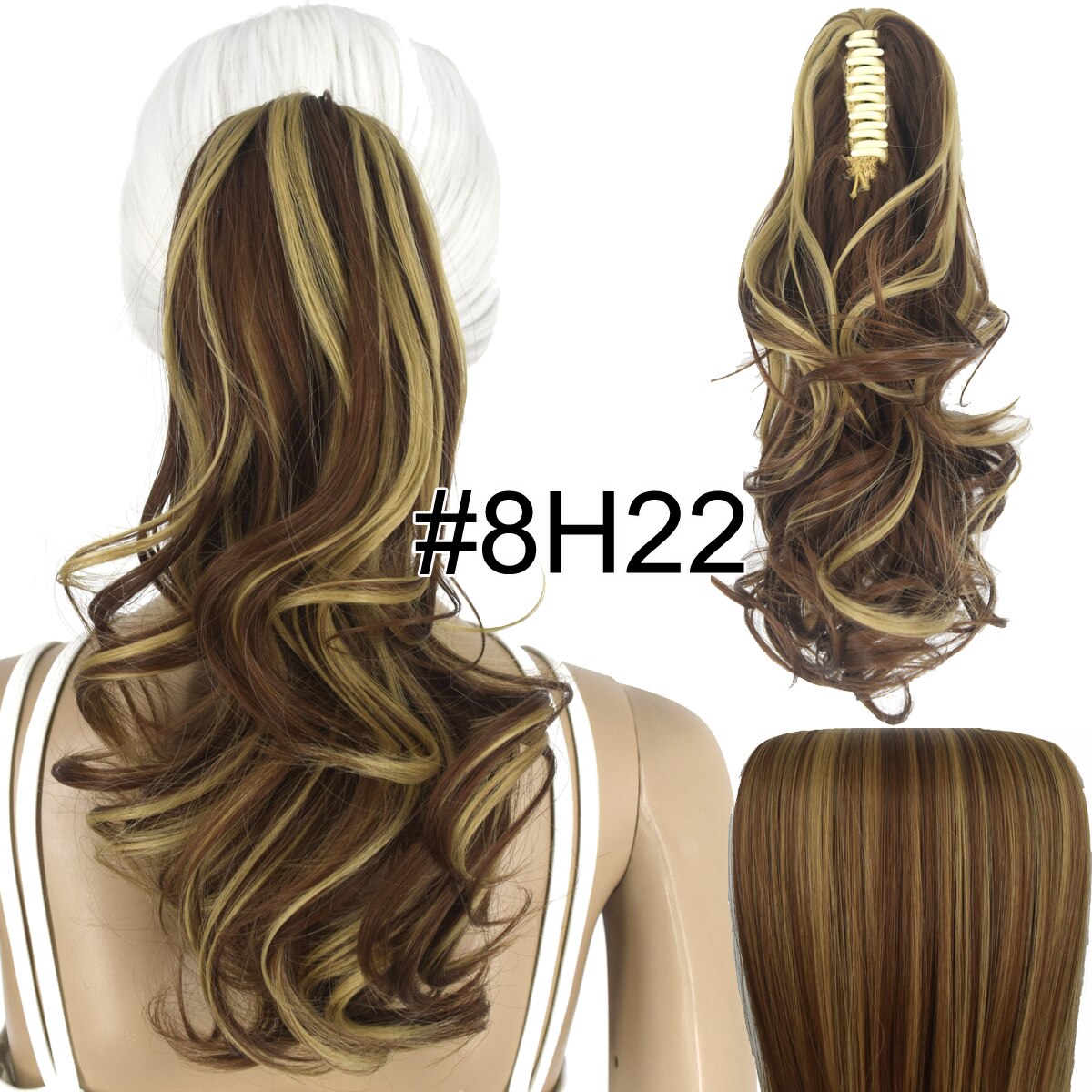 Topreety Hittebestendige Synthetische Haar 90gr 14 "35 Cm Golvend Claw Clip In/Op Paardenstaart Hair Extensions CP-222: 8H22