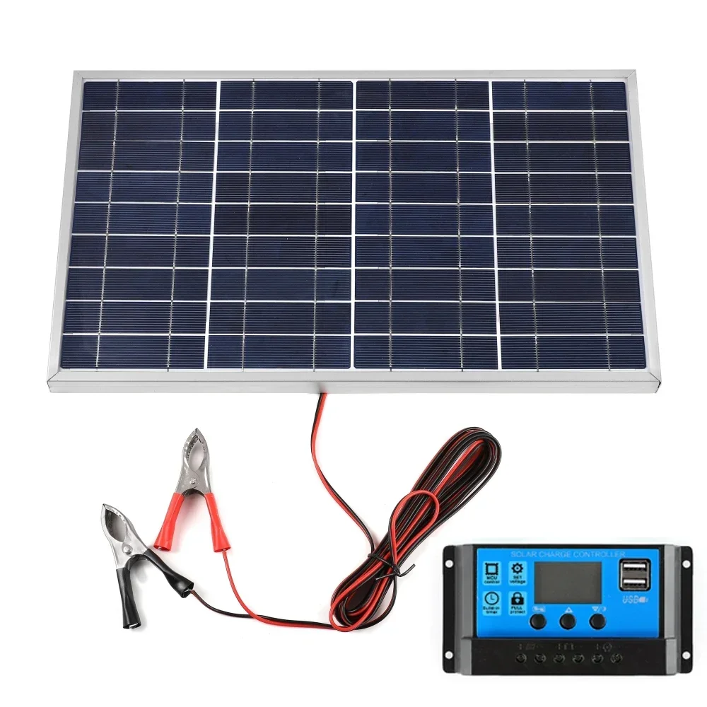 100w panele słoneczne do zewnętrznego, przenośnego telefonu komórkowego, awaryjne ładowanie, aluminiowa rama, polikrystaliczny silikonowy panel słoneczny: Czarny