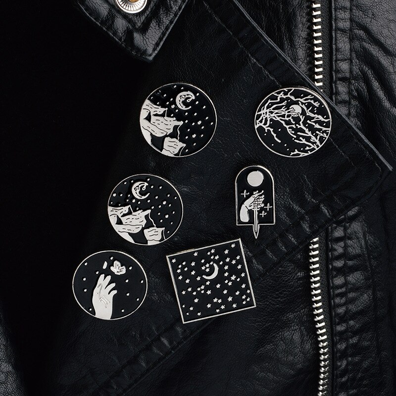 Broches Outdoor Midnight Moon Metal Badge Accessoires Pictogrammen Op Kleding T-shirt Kleding Tas Rugzak Diy