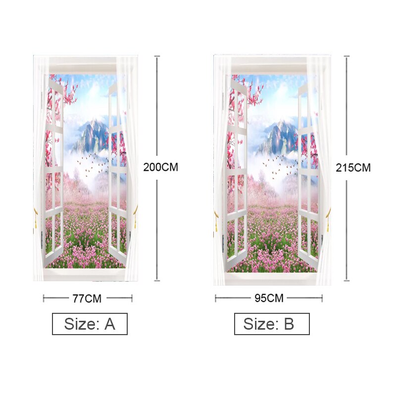 3D Wall Door Sticker Scenery Outside Window Wallpaper Living Room Bedroom Home Decor Paste PVC Self-Adhesive Waterproof 3D Mural