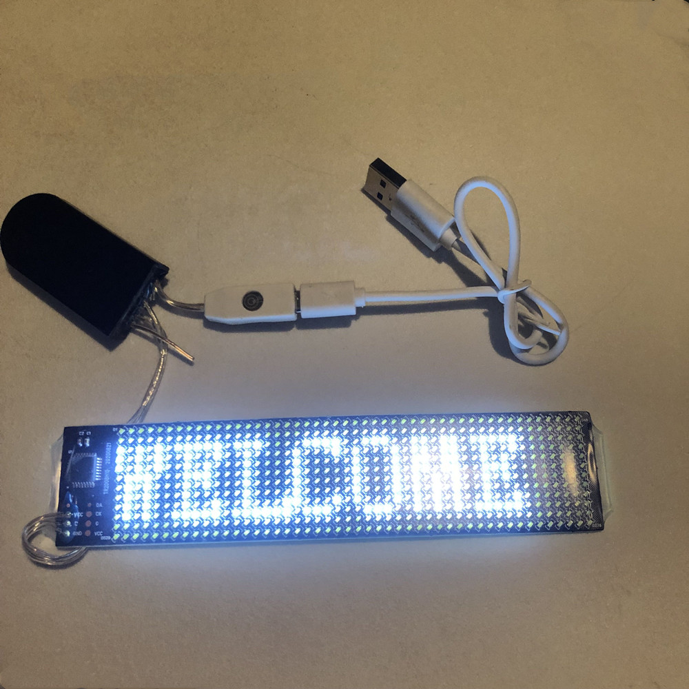 Ultra thin Bluetooth Flexible LED module 12*48pixel Display Matrix screen for LED sun hat bag T-shirt face mask scroll text DIY: white