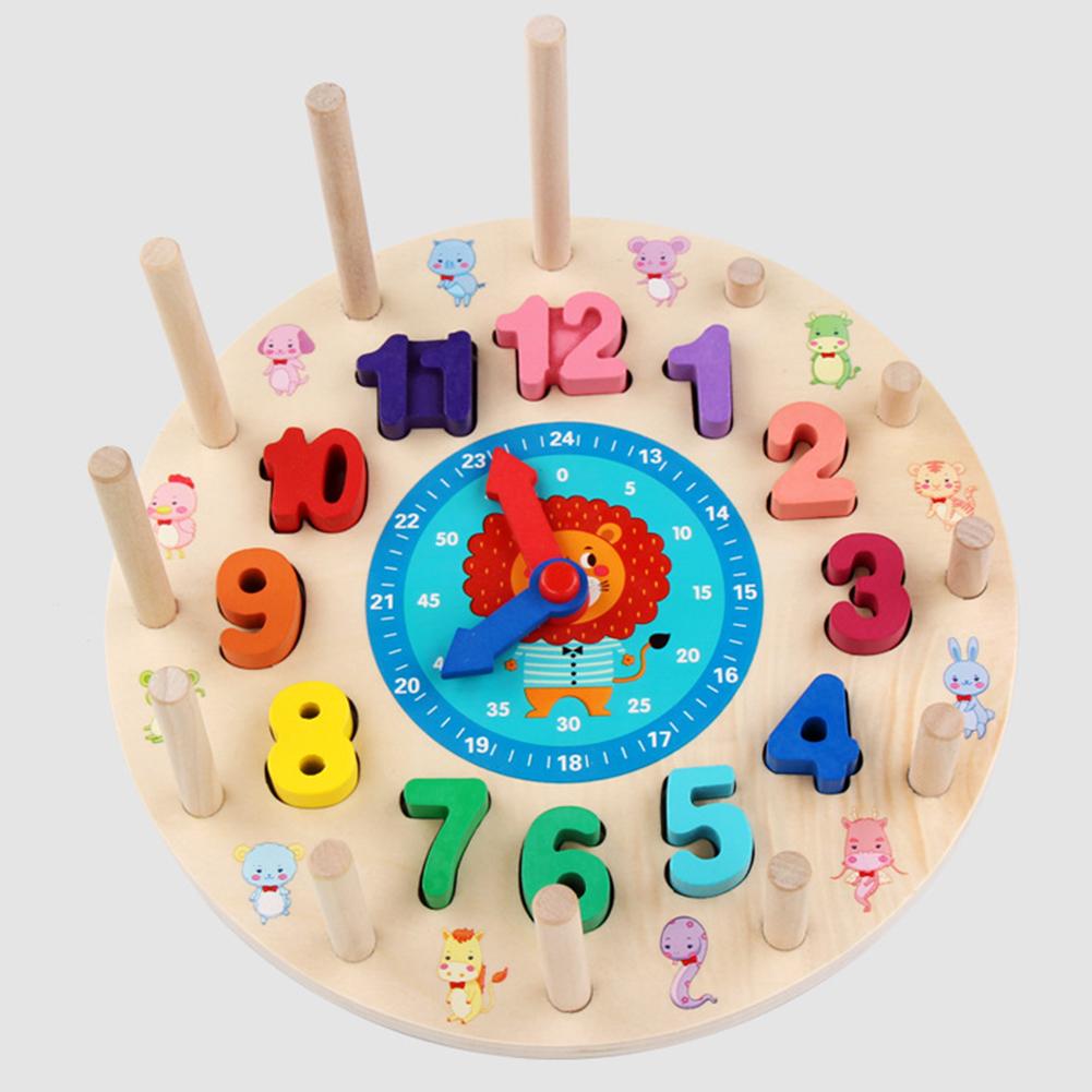 Kleurrijke Klok Tijd Nummer Ring Blokken Stapelen Legpuzzels Kinderen Kids Interactief Spel Speelgoed