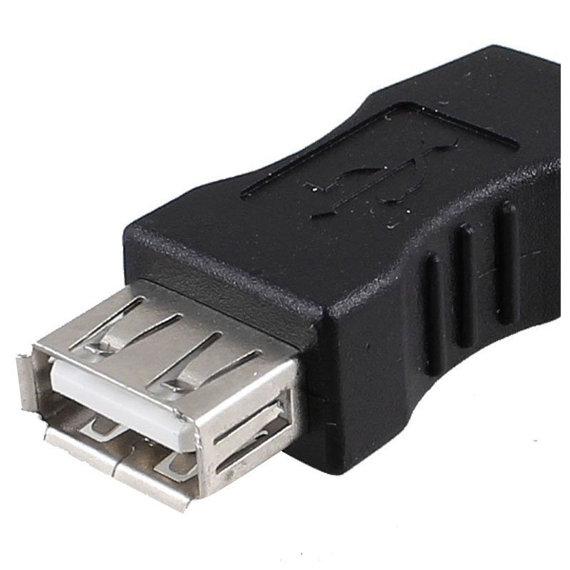 USB printer adapter type A female - type B male black silver tone