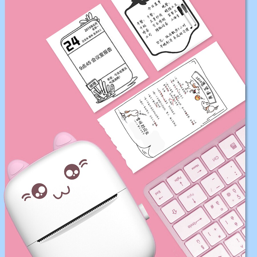 Mini Portable Thermal Printer CAT Print Paper Photo Pocket Thermal Printer 58mm Printing Wireless Bluetooth Android IOS Printers
