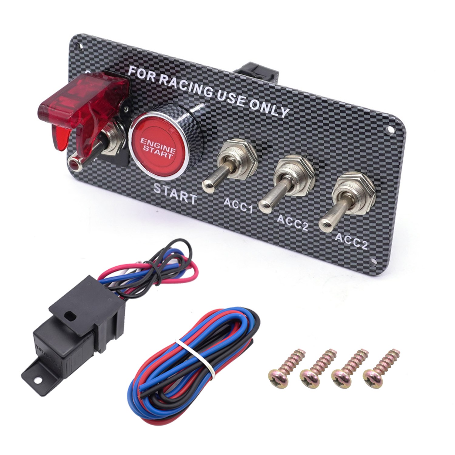 Panel de Interruptor de 12v, Interruptor de maletero de coche, luz LED, palanca de encendido, arranque del motor, Desconexión de la batería, interruptores de corte universales: Azul