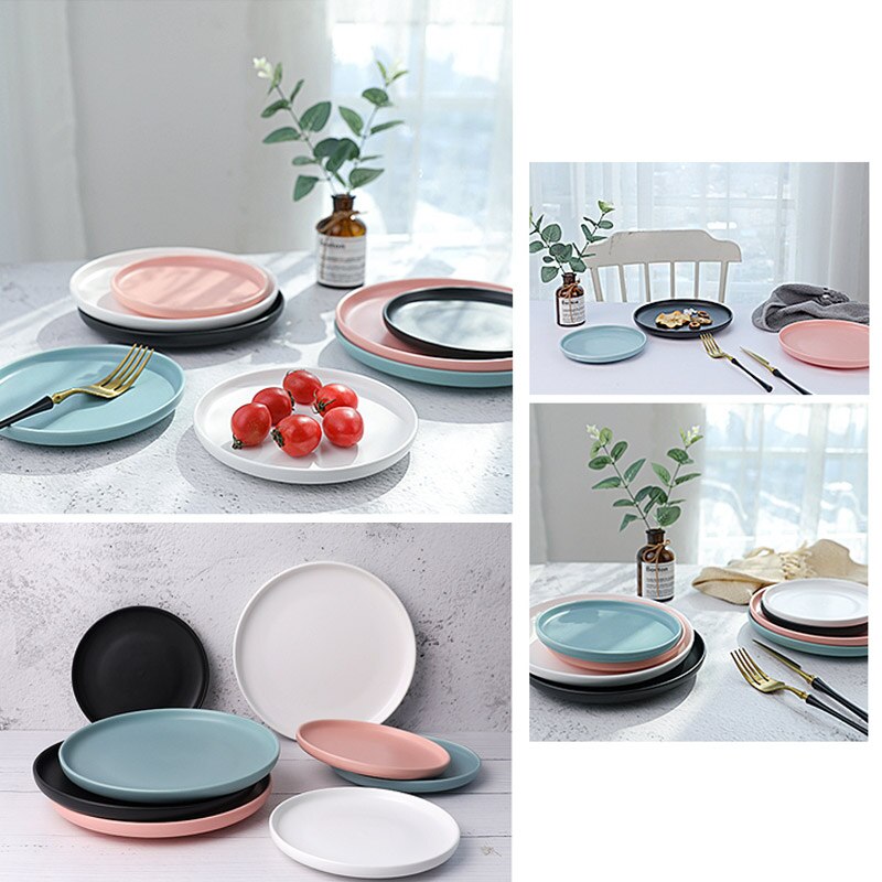 Matte Ceramic Plate Steak Dish Lunch Tray Salad Dish for Food Photography Shooting Background Photo Studio Adornment Fotografia