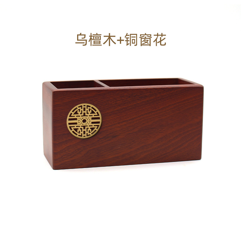 Porte-stylo en bois massif sculpté en creux, accessoires de bureau, organisateur de crayons en noyer pour bureau: vert clair