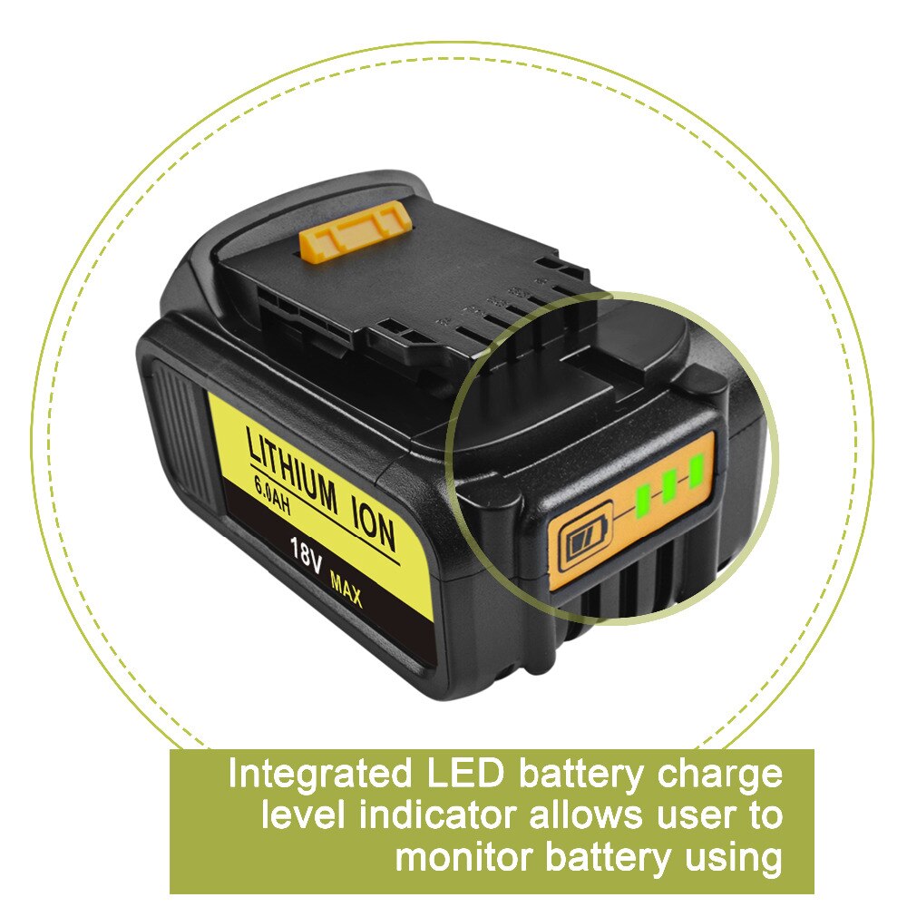18V 6000mAh Liion Battery DCB180 Rechargeable Battery For DEWALT DCB180,DCB181 XJ DCB200,DCB201,DCB201-2,DCB204,DCB20 DCB182