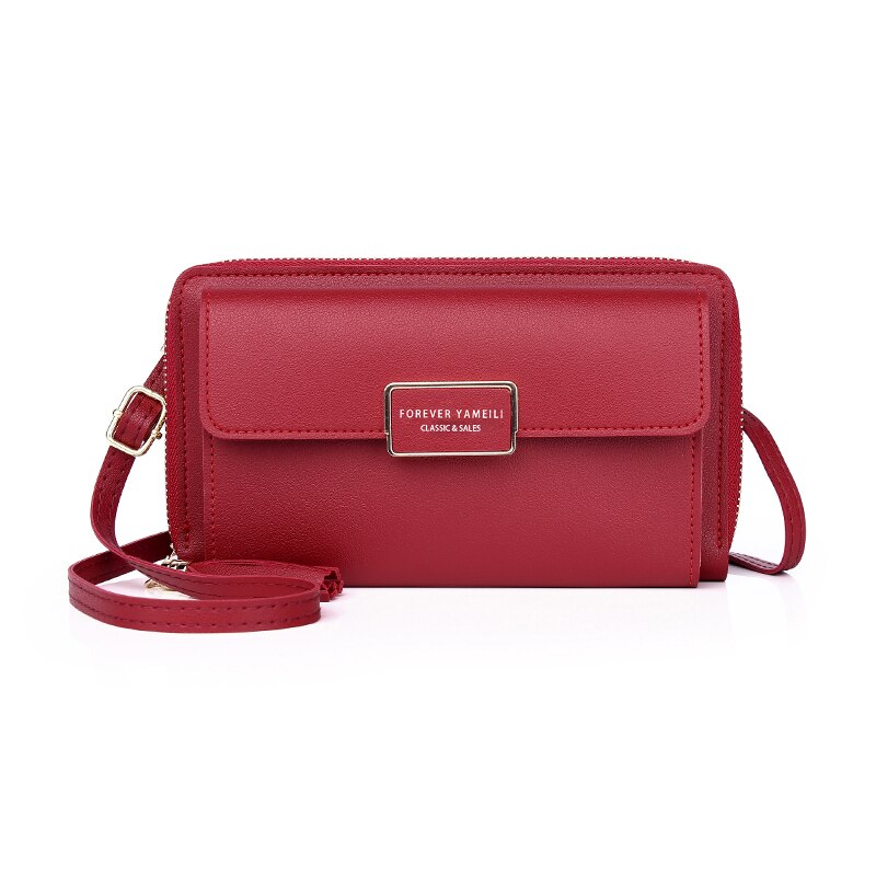 Vrouwen Pu Lederen Mobiele Telefoon Tas Dames Kleine Schouder Portemonnee Crossbody Vrouwelijke Mobiele Telefoon Portemonnee Mini Messenger Bags: Red