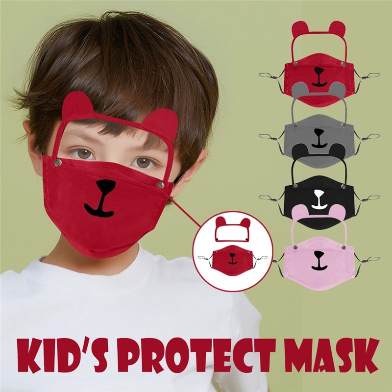 Child Washable Reusable Face Protectors With Detachable Animal Ear Eye Shield Visual Shield Splash Screen Protective Face Wear