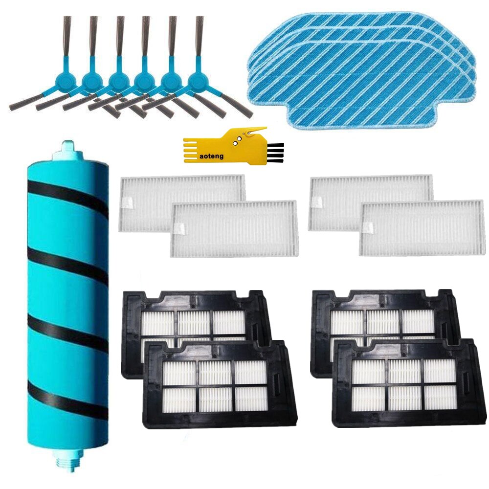 Filtro HEPA para Cecotec Conga 5090 6090 7090 Robot aspirador, cepillo de rodillo, cepillos laterales, piezas de repuesto para mopa: 12