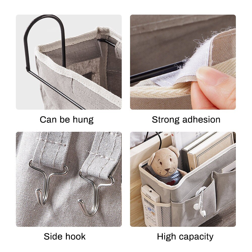Bedside Hanging Organizer Pocket Storage Bag Wardrobe organizer Canvas Bedroom Bathroom Magazine tote Storage Organizador Pouch