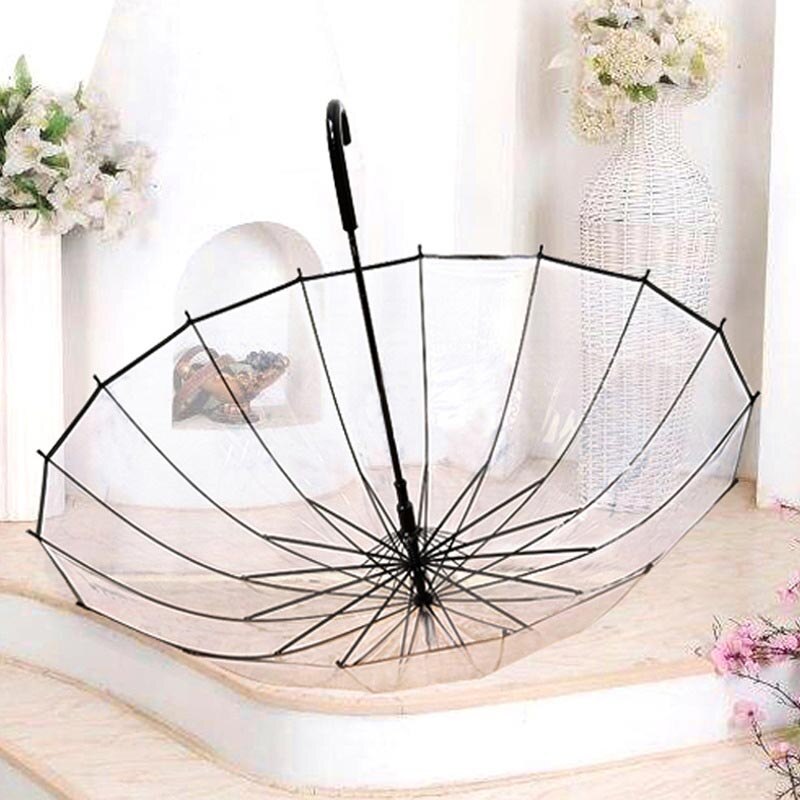 Kids Paraplu Transparante Grote Lange Steel Paraplu Mannelijke Vrouwelijke Regen Mode Effen Automatische Creatieve Regenachtige Clear