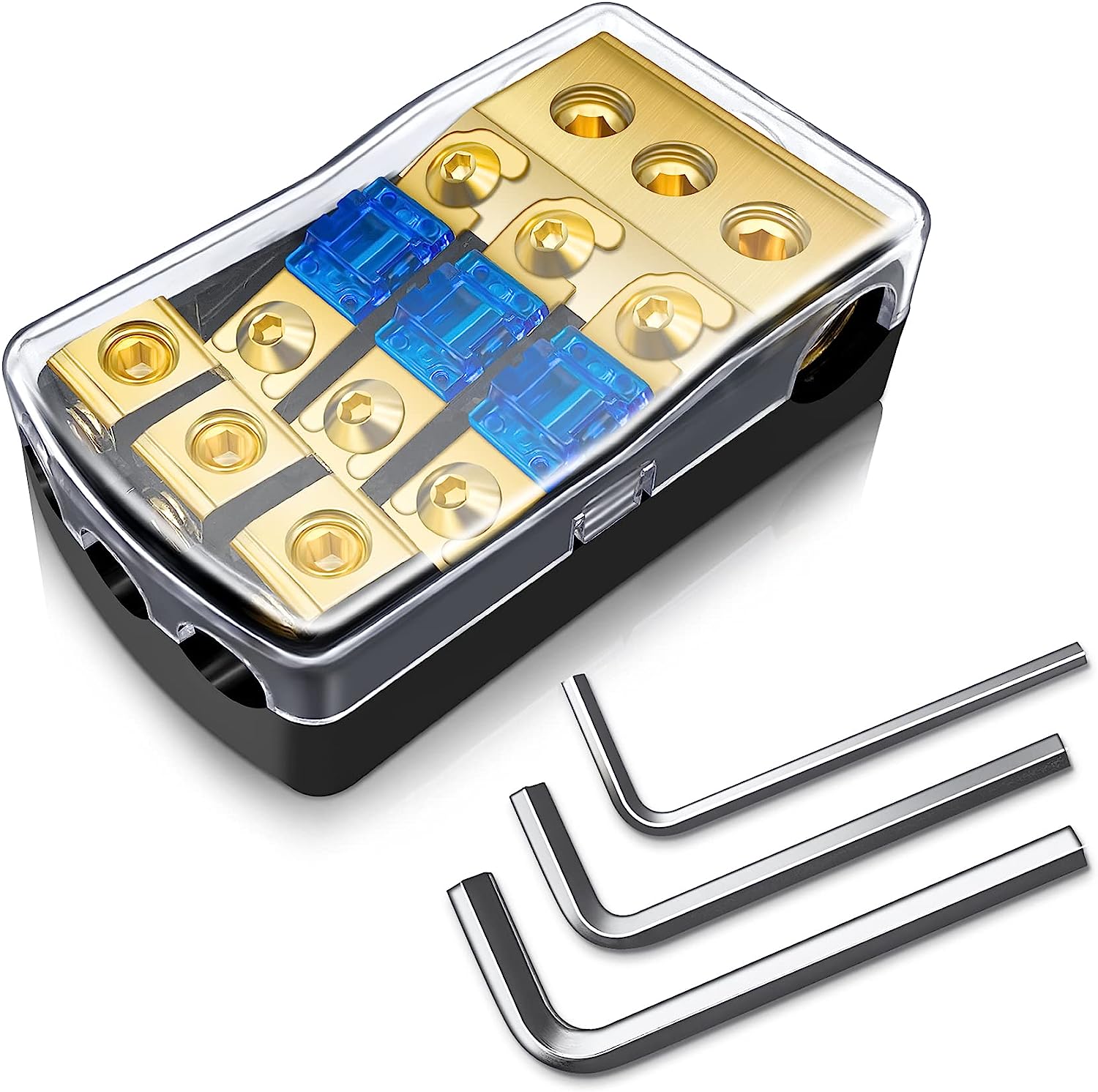 Portafusibile mini ANL a 2/3/4 gareggiare, in rame da 0/2/4 a 4/6/8 calibro Blocco di distribuzione fusibili da 60 A per amplificatore Audio stereo per auto: Avorio