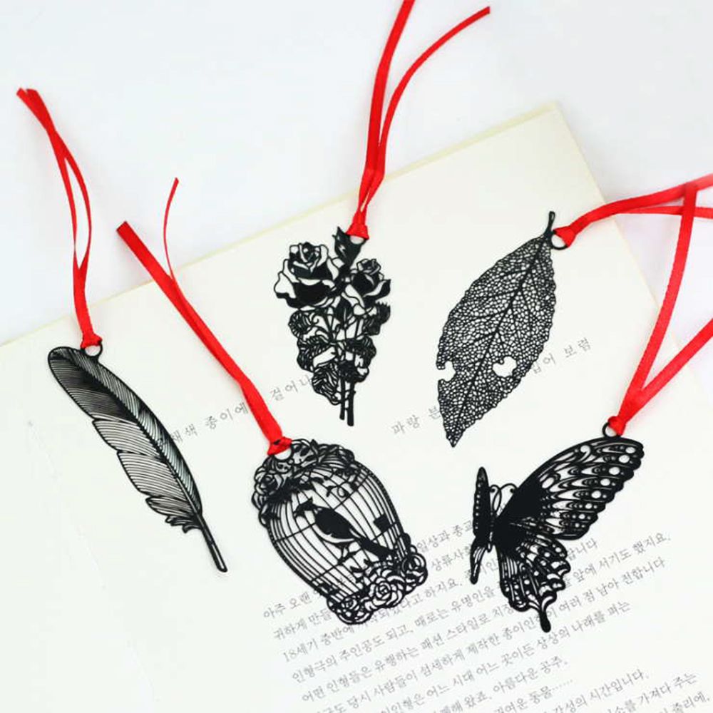 Cute Kawaii Black Butterfly Feather Metal Bookmark for Book Paper Items Lovely Korean Stationery DIY Package