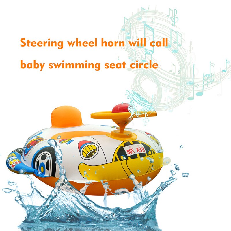 Inflatable Pool Float Baby Kids Swimming Ring with Car Steering Wheel Children Pool Bath Accessories