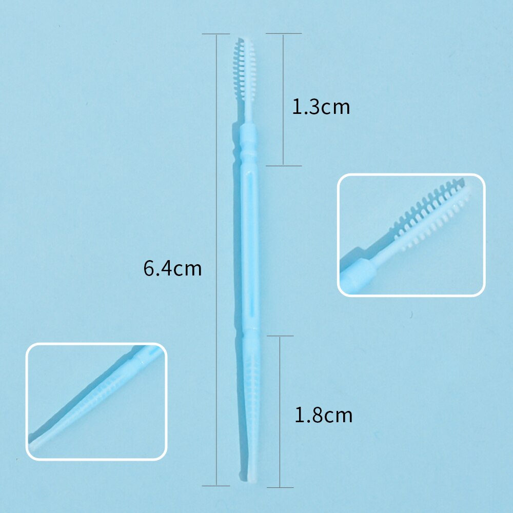 200 teile/satz Weiche Kunststoff Doppel-kopf Gebürstet Zahnstocher Mundpflege 6,2 Cm Interdentalbürste Zahnbürste für Zahnersatz