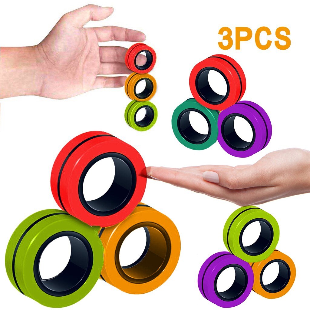 Stress Relief Magnetic Rings Fidget Toys for Anxiety Anti-Stress Roller Fingertip Toys Adult Children Finger Spinner Magic Rings