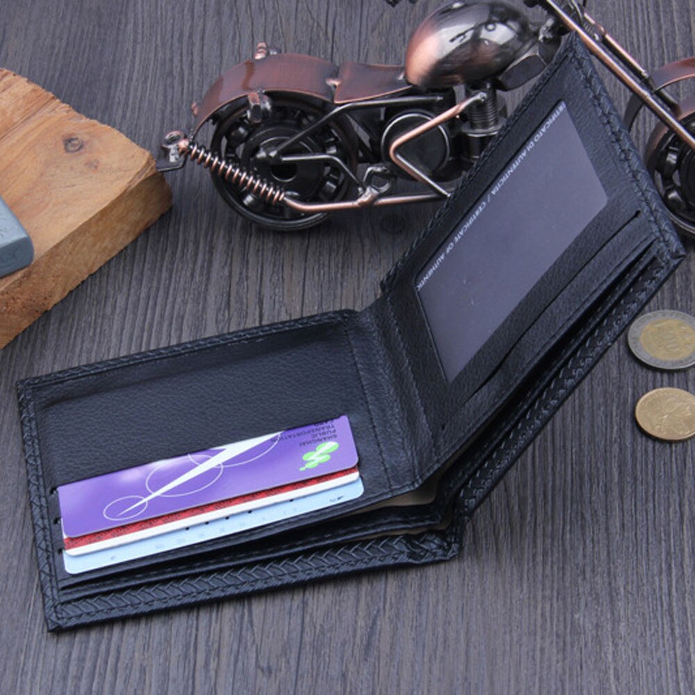 Homens de negócios bifold carteira de couro id titular do cartão de crédito bolsa bolsos dobráveis masculino carteiras coreano saco de cartão curto carteira #20