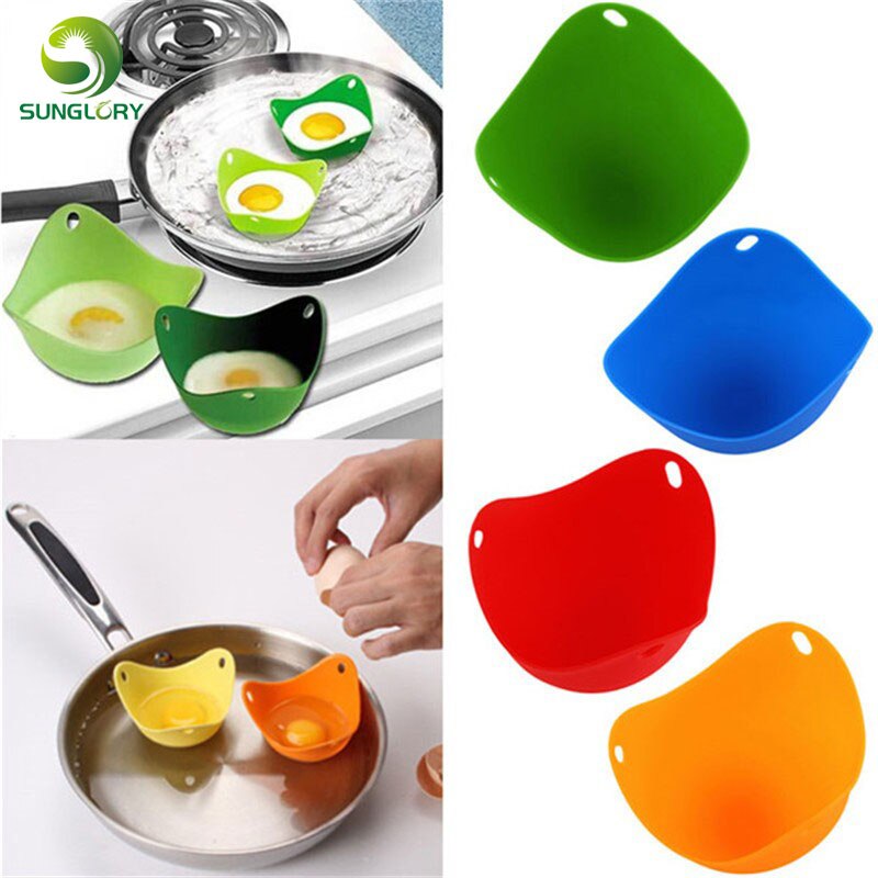 2Pcs/Lot Silicone Egg Poacher Poaching Pods Egg Mold Bowl Rings Cooker Boiler Cuit Oeuf Dur Kitchen Cooking Tools Pancake Maker