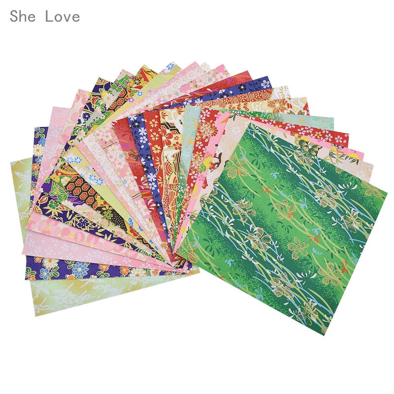 Chzimade Random Pattern 20 Sheets Japanese Origami Paper Flower Floral Scrapbook Paper Handmade Folding Paper Decorative Craft