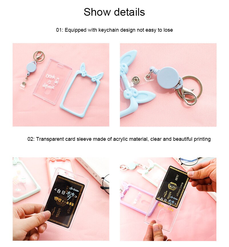 Student campus card holder cute girl bus meal card transportation work certificate access card holder transparent