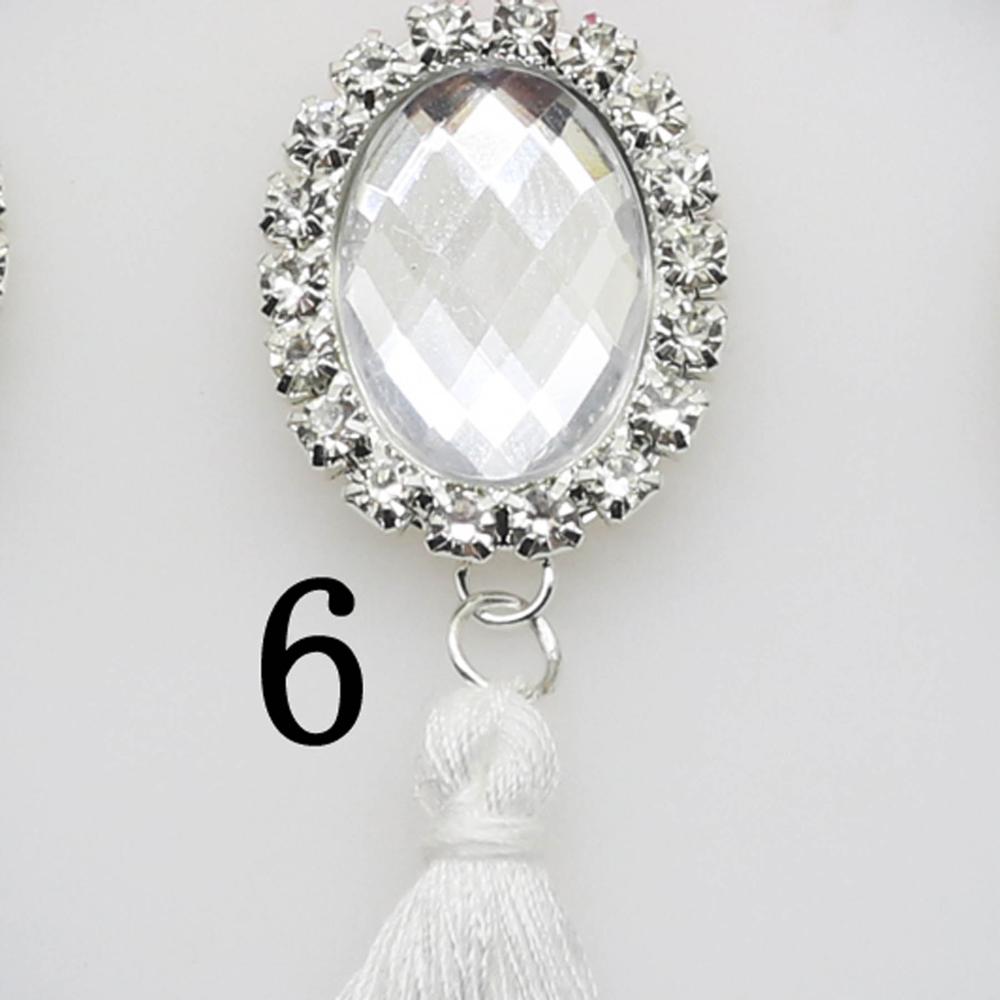 10Pcs 20*57mm Wedding dress accessories oval pendant Diy jewelry Accessories rhinestones Acrylic pedestal Flat back: 6