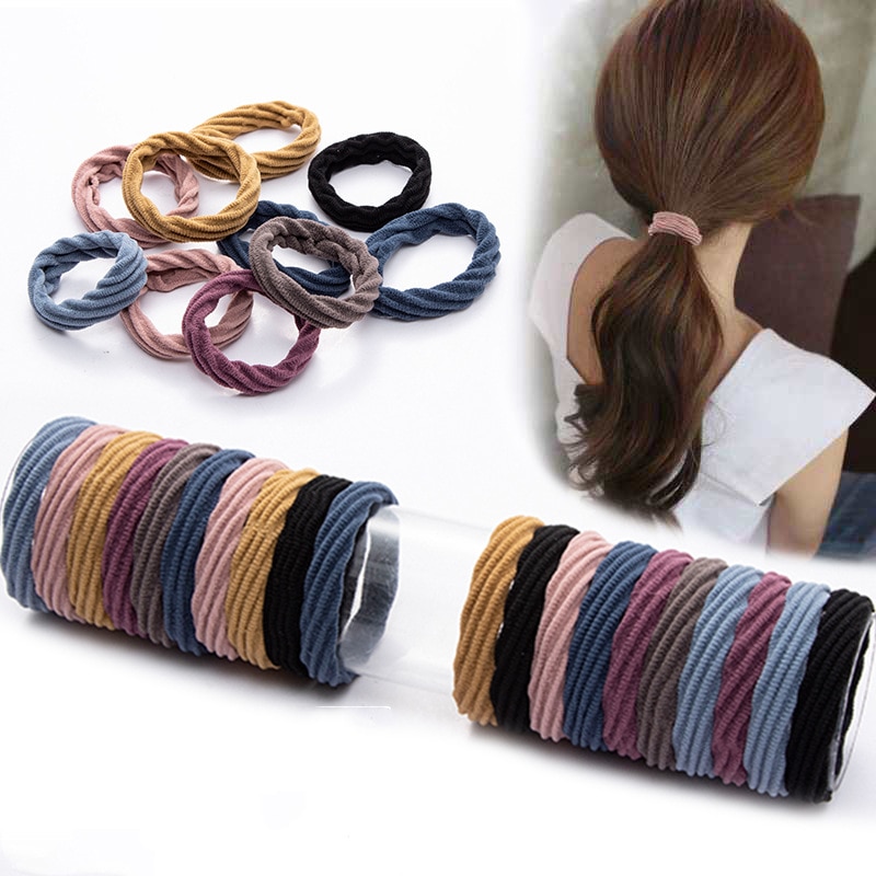10 st grundläggande hårgummiband tjocka sömlösa scrunchies elastiska hårband enfärgad hästsvanshållare pannband håraccessoarer