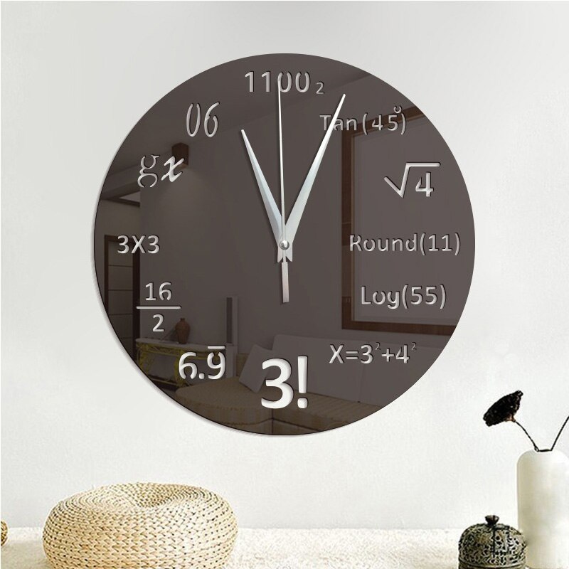 Mathematical equations acrylic mirror wall clock home home study bedroom living room wall decoration wall clock
