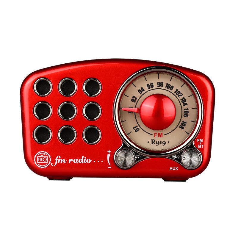 Vintage radio retro bluetooth 5.0 højttaler valnød træ fm radio med gammeldags klassisk stil stærk basforstærkning tf kort: Rød