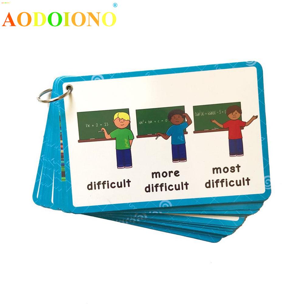 38pcs English Adjectives Original Level Comparison Level Change Rules Cards Toy Enlightenment Card Classroom Teaching Aids