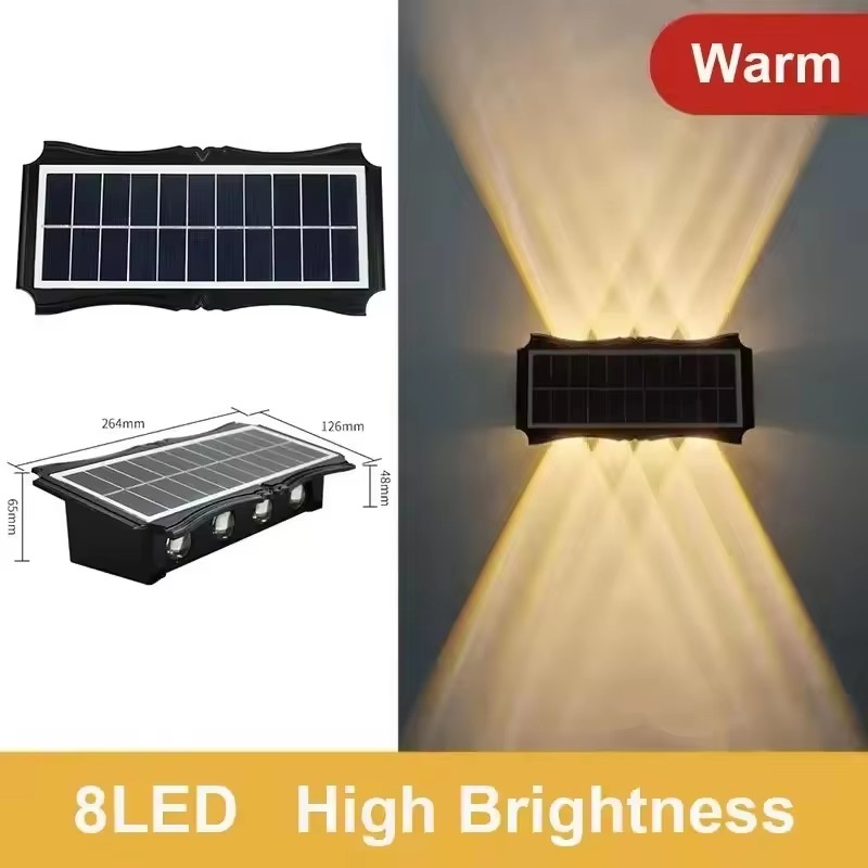 Zonne-wandlamp buiten zonne-LED-licht waterdicht op en neer lichtgevende verlichting balkon tuin tuindecoratie zonne-verlichting: Warm White