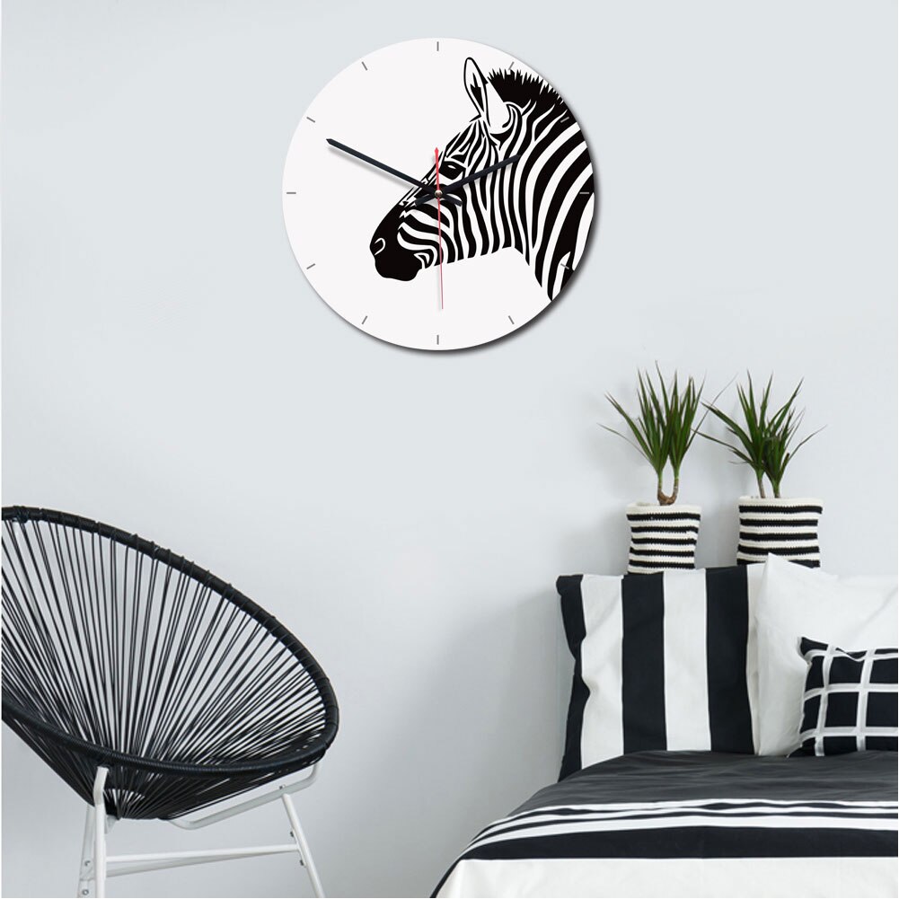 Cartoon Wall Clock Watch Clock DIY Cute Zebra Acrylic Cartoion Wall Clock Mirror Sticker Home Decoration Living Bedroom