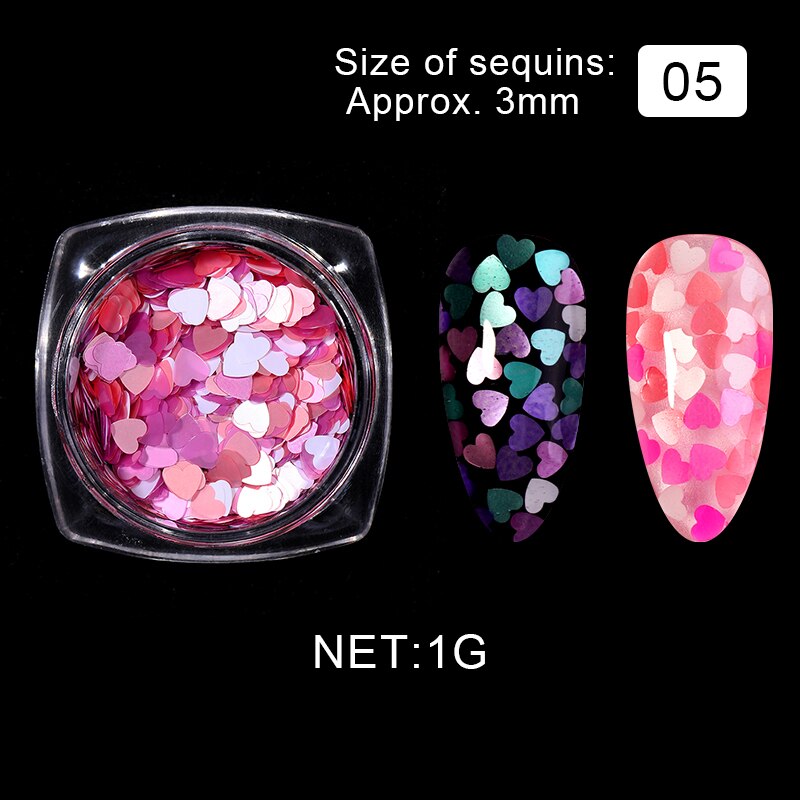 Holographiques ongles paillettes mélange étoile coeur rond flocons miroir irrégulière Paillette ultra-mince paillettes 3D Nail Art décoration: 5