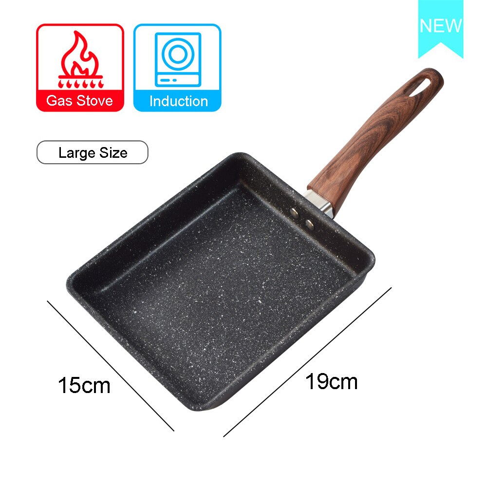Poêle à Œufs Rectangulaire et Antiadhésive pour Omelette Japonaise, avec Poignée Anti-brûlure, pour Tamagoyaki, Compatible avec la Cuisinière et la Plaque de Cuisson à Induction: Large Size