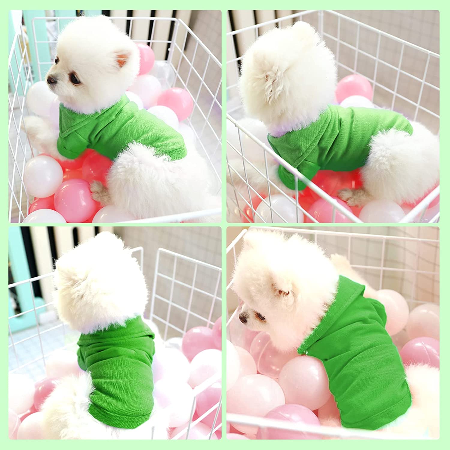 LVTUBANLV 4 Pack Solid Dog Polo Tshirts Shirts Pet Puppy T-Shirt Clothes Outfit Apparel Coats Tops Casual Pet Outfits