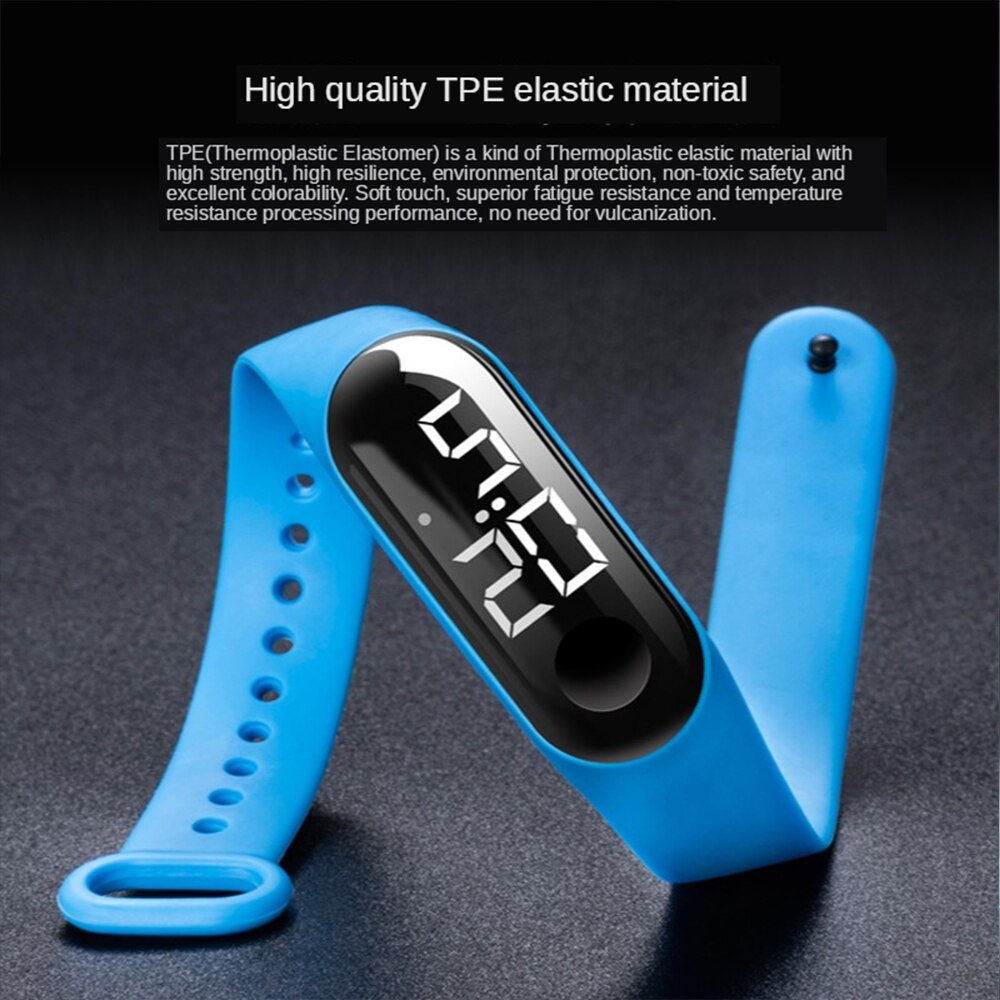 Montre numérique de luxe en Silicone, écran tactile, lumière blanche, étanche 50M, pour hommes et femmes, avec cadran haute définition, personnelle, LED