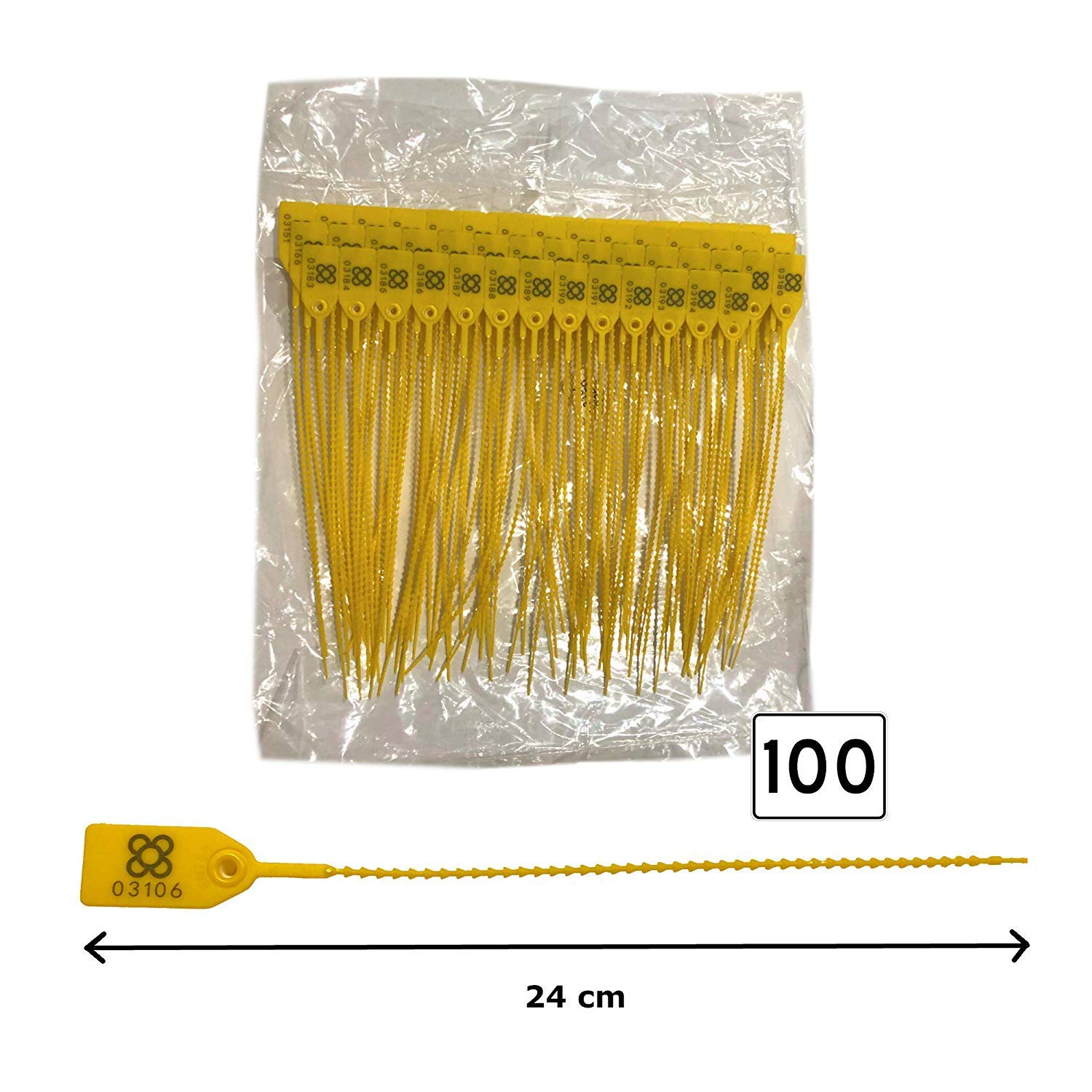 PRECINTO DE SEGURIDAD 100 unidades | LARGO: 24cm Precintos numerados | Bridas de plástico AJUSTABLES
