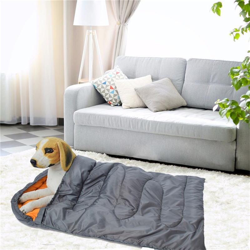 Saco de dormir para perros pequeños y grandes, estera de cama para acampar al aire libre, manta suave, cojín de tejido polar, colchón con bolsa de almacenamiento