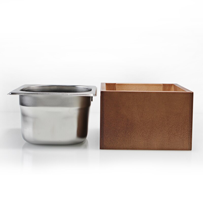 Coffee Knock Box Stainless Steel Wood Coffee Grounds Container Box Barista Coffee Residue Bucket Grind Waste Bin Knocking Bucket