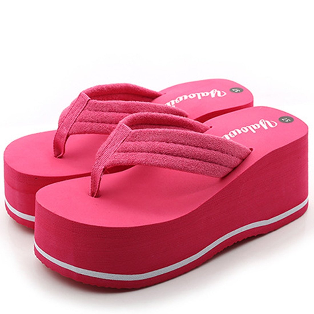 Womens EVA Casual Slip On Sandals Wedge Cute Summer Shoes Platform Heels Thong Flip Flops Solid Color